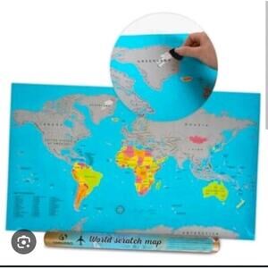 Extra Large Scratch Off World Map Poster - Vibrant Design Travel Scratch Map for
